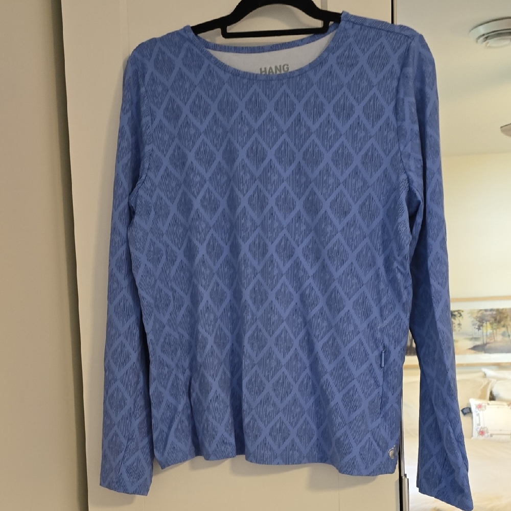 Hang Ten Blue Long Sleeve Patterned Swim Top XL